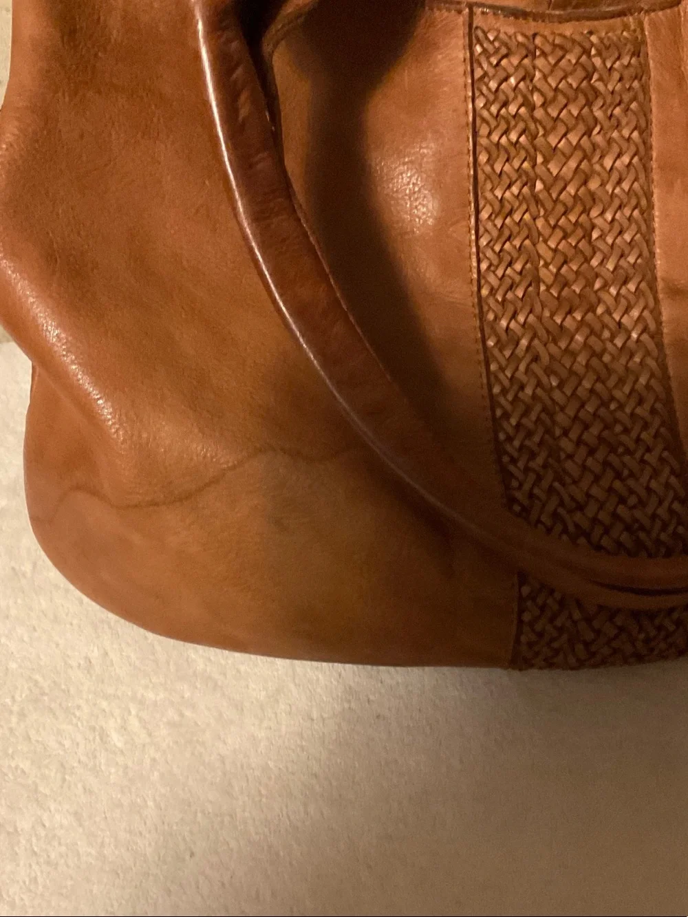 Woven Center Detail Hobo Bag in Brown